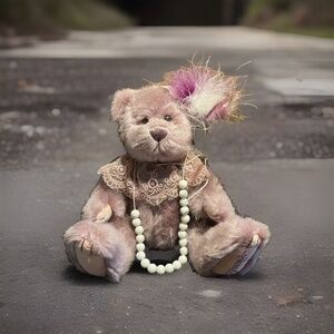 Pickford Bears Natasha Purple Plush Power of WEALTH with White Quartz Necklace